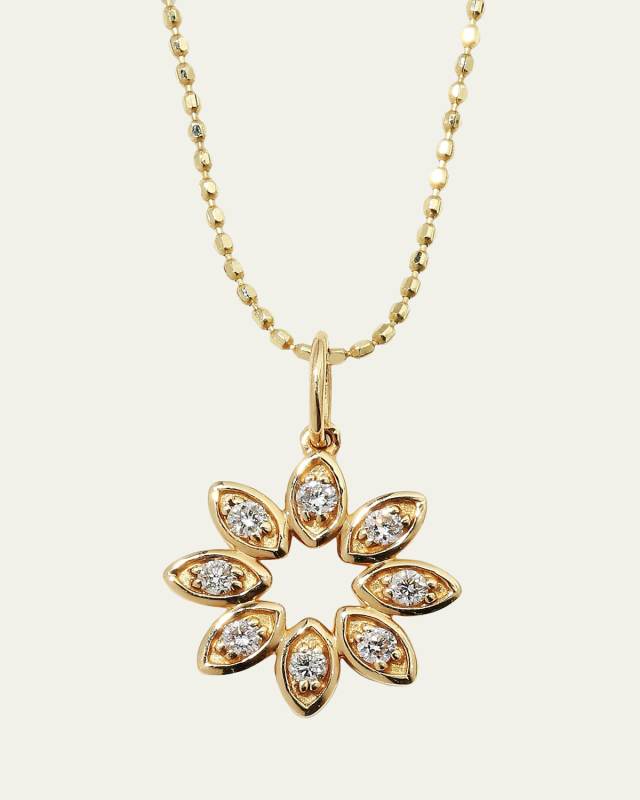 14k Diamond Marquise Flower Necklace